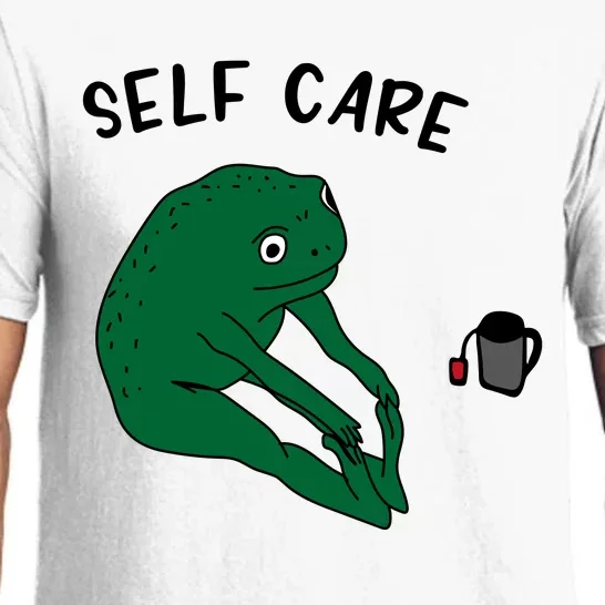 Funny Frog Self Care Frog Doing Yoga Pajama Set