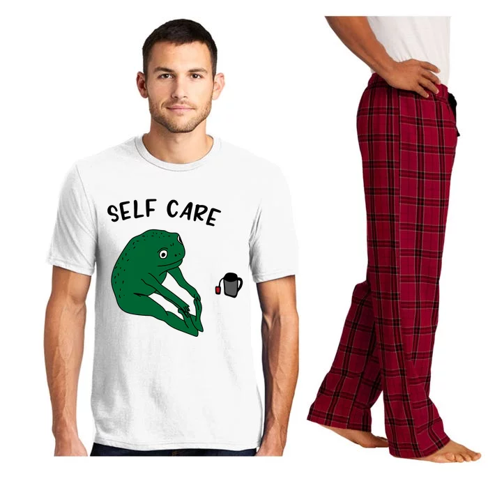 Funny Frog Self Care Frog Doing Yoga Pajama Set