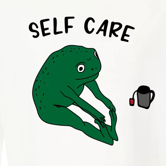 Funny Frog Self Care Frog Doing Yoga Cropped Pullover Crew