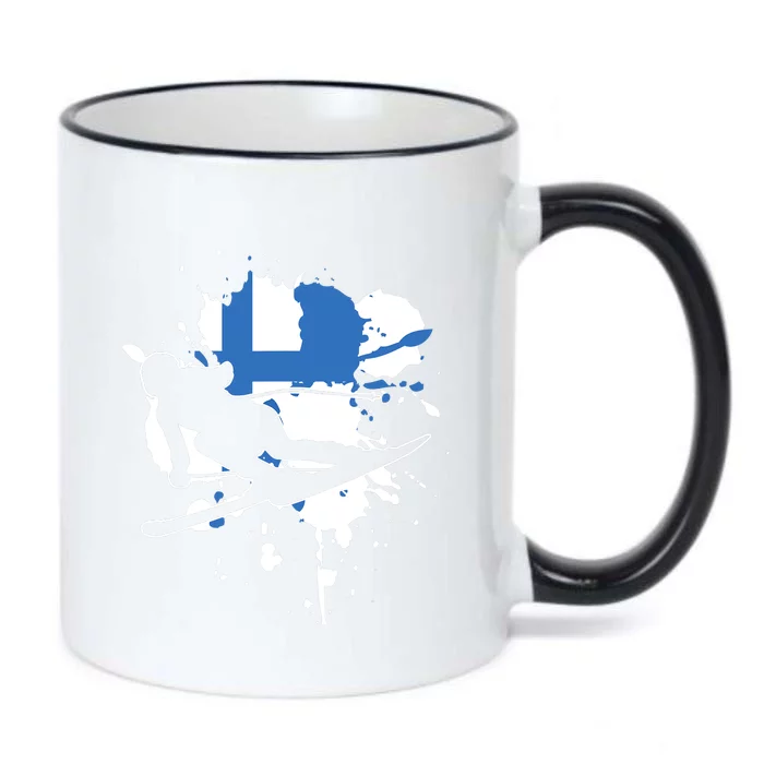 Finland Flag Skier Finnish Alpine Skiing Black Color Changing Mug