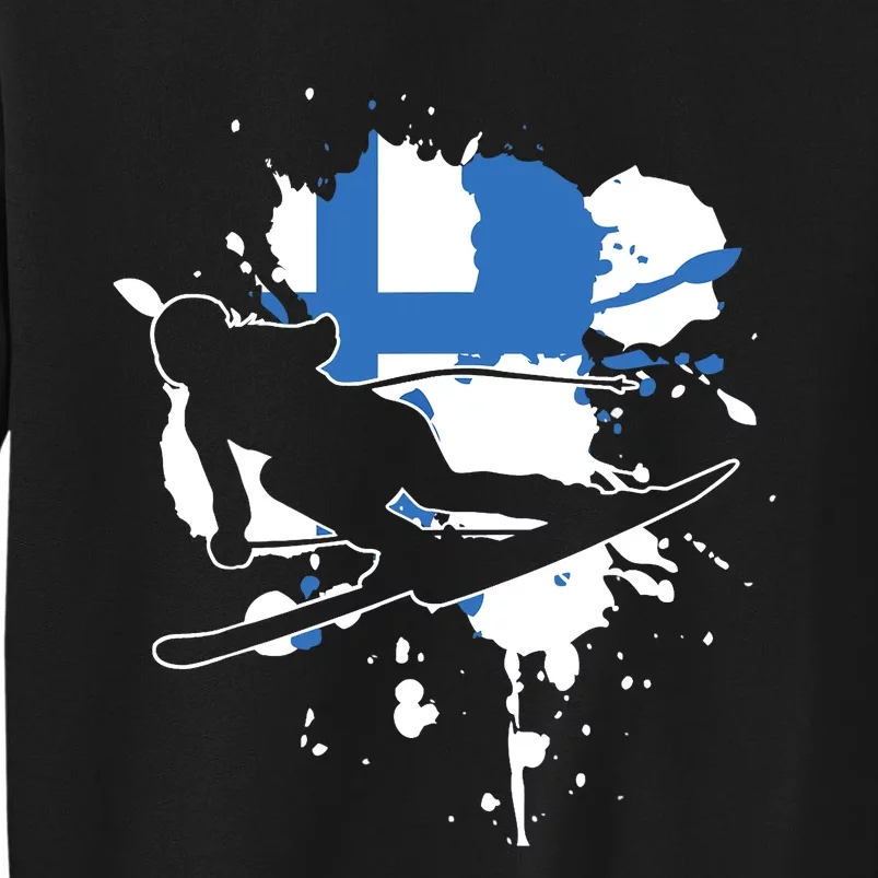 Finland Flag Skier Finnish Alpine Skiing Sweatshirt