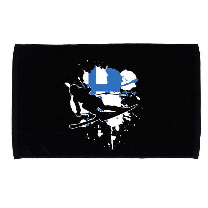 Finland Flag Skier Finnish Alpine Skiing Microfiber Hand Towel