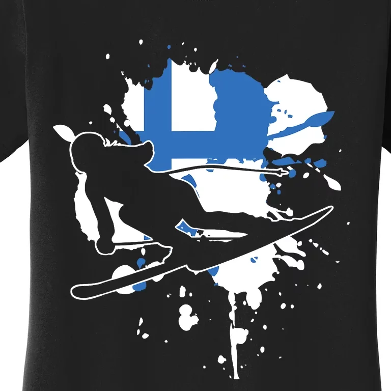 Finland Flag Skier Finnish Alpine Skiing Women's T-Shirt