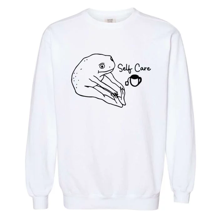 Funny Frog Self Care Retro Garment-Dyed Sweatshirt