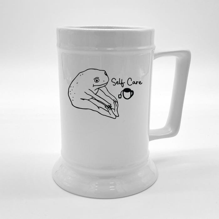 Funny Frog Self Care Retro Front & Back Beer Stein