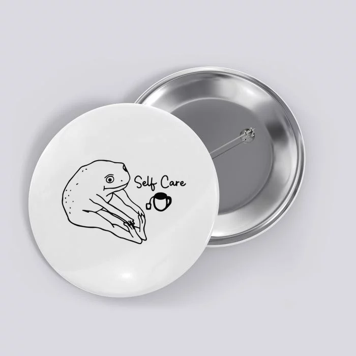 Funny Frog Self Care Retro Button