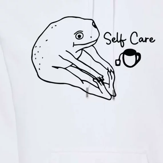 Funny Frog Self Care Retro Premium Hoodie