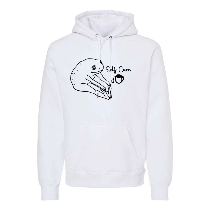 Funny Frog Self Care Retro Premium Hoodie