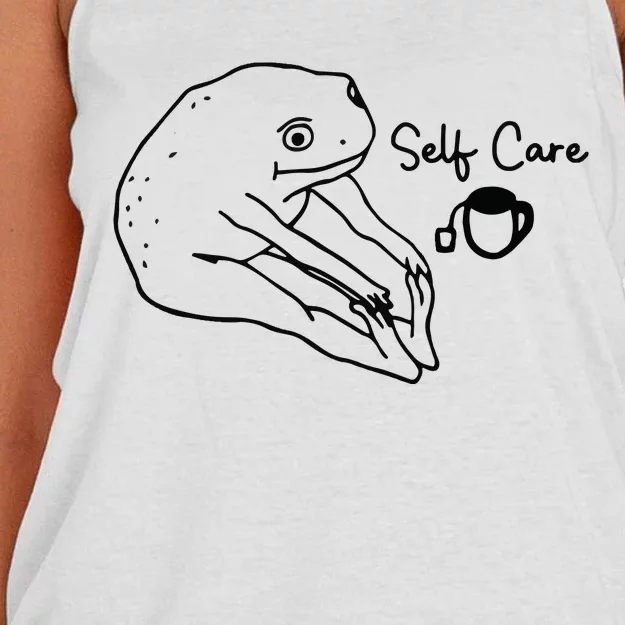 Funny Frog Self Care Retro Women's Knotted Racerback Tank