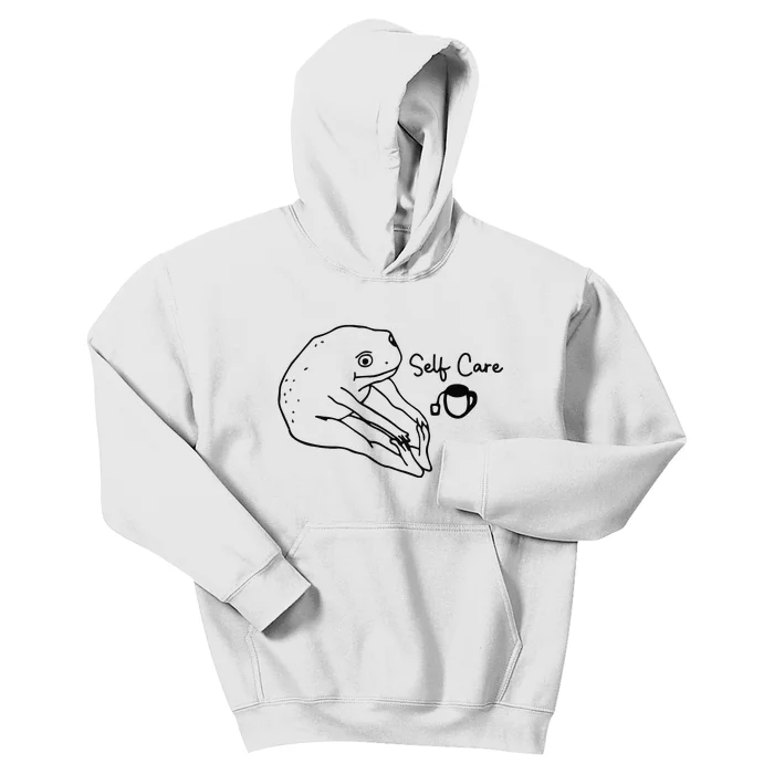 Funny Frog Self Care Retro Kids Hoodie