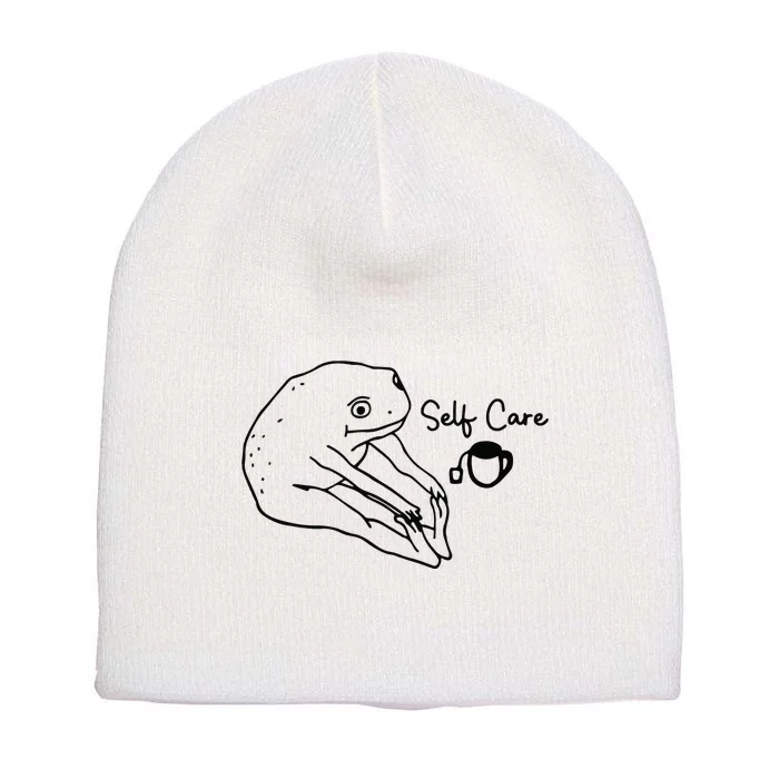 Funny Frog Self Care Retro Short Acrylic Beanie