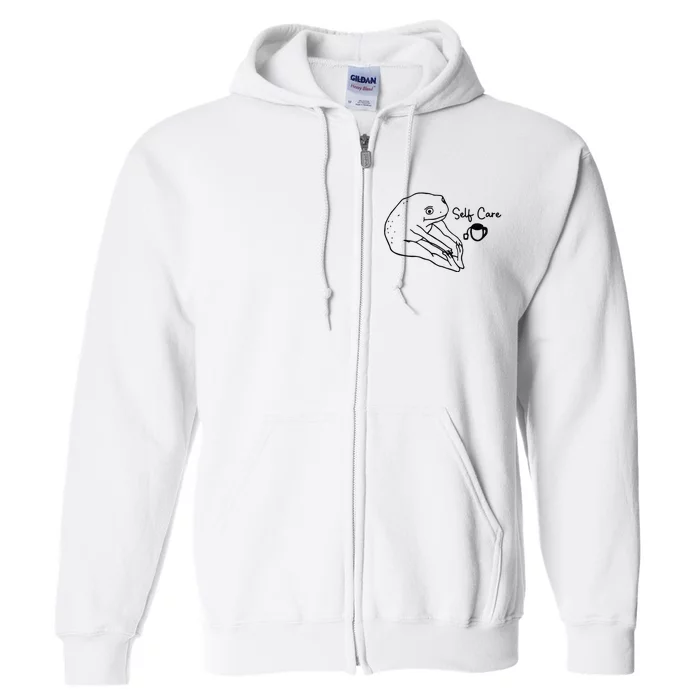 Funny Frog Self Care Retro Full Zip Hoodie