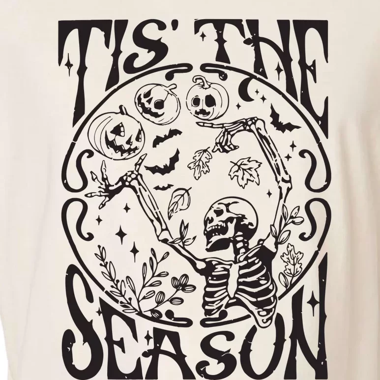 Funny Fall Skeleton Tis The Season Scary Halloween Pumpkin Garment-Dyed Women's Muscle Tee