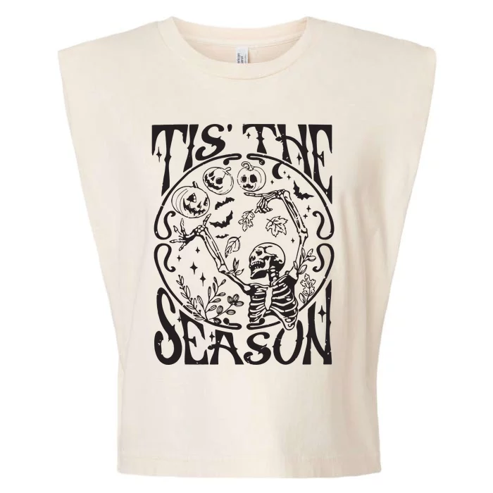 Funny Fall Skeleton Tis The Season Scary Halloween Pumpkin Garment-Dyed Women's Muscle Tee