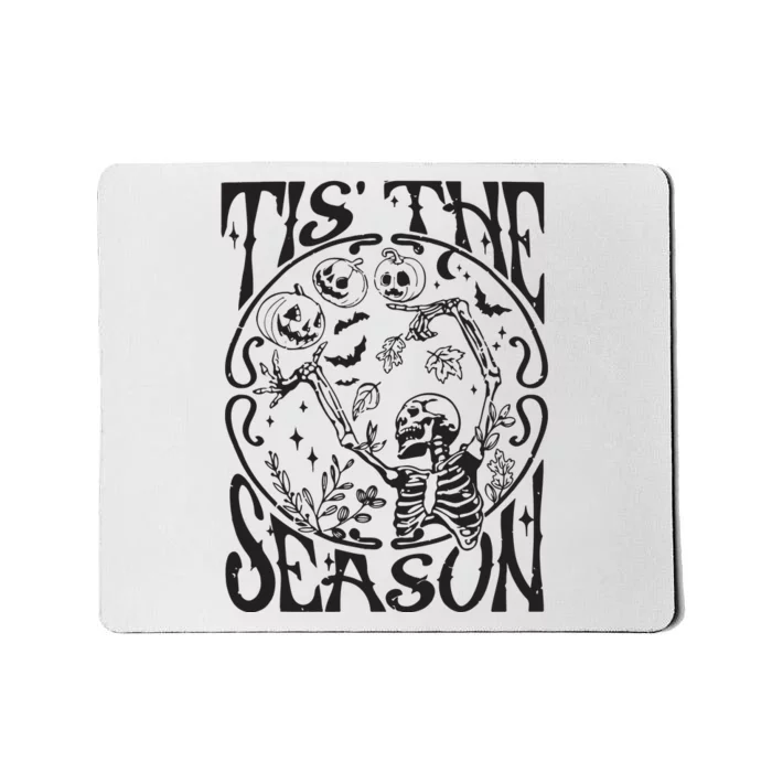 Funny Fall Skeleton Tis The Season Scary Halloween Pumpkin Mousepad