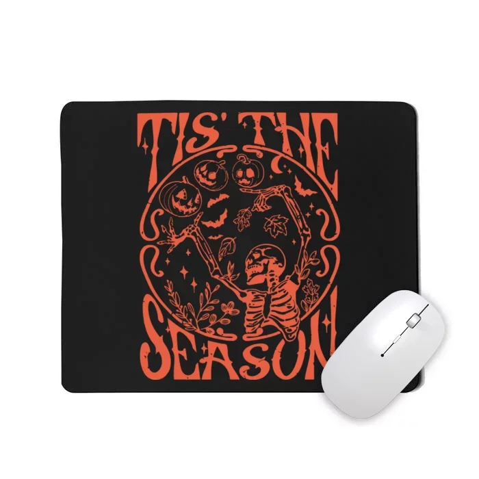 Funny Fall Skeleton Tis The Season Scary Halloween Pumpkin Mousepad