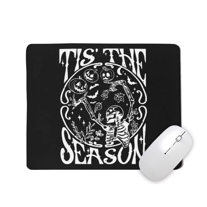 Funny Fall Skeleton Tis The Season Scary Halloween Pumpkin Mousepad