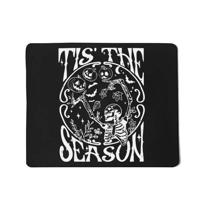 Funny Fall Skeleton Tis The Season Scary Halloween Pumpkin Mousepad