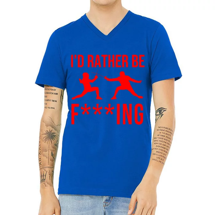 Funny Fencing Sport Gift Cute Fencers Fighters Meaningful Gift V-Neck T-Shirt