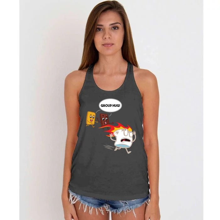 Funny For Smores Camping Roasting Outdoor Women Women's Knotted Racerback Tank