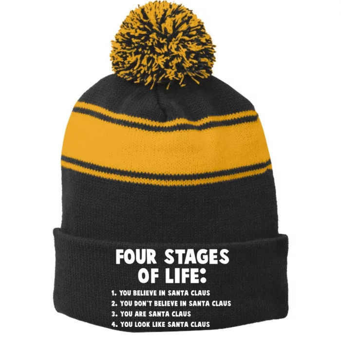 Funny Four Stages Of Life Stripe Pom Pom Beanie