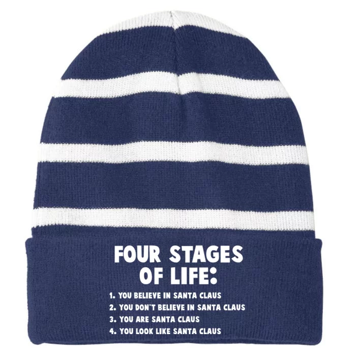 Funny Four Stages Of Life Striped Beanie with Solid Band