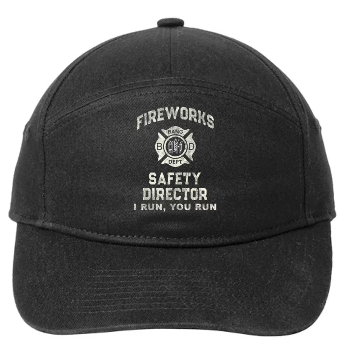 Funny Fireworks Safety Director 4th Of July Pyro Boom Squad 7-Panel Snapback Hat