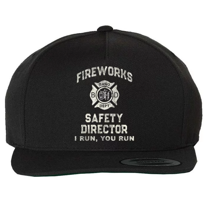 Funny Fireworks Safety Director 4th Of July Pyro Boom Squad Wool Snapback Cap