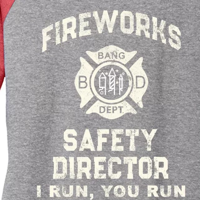 Funny Fireworks Safety Director Firefighter Bang America Red Women's Tri-Blend 3/4-Sleeve Raglan Shirt