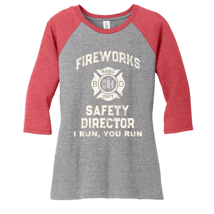 Funny Fireworks Safety Director Firefighter Bang America Red Women's Tri-Blend 3/4-Sleeve Raglan Shirt