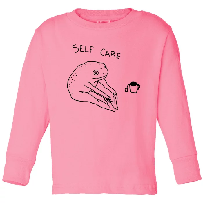 Funny Frog Self Care Toddler Long Sleeve Shirt