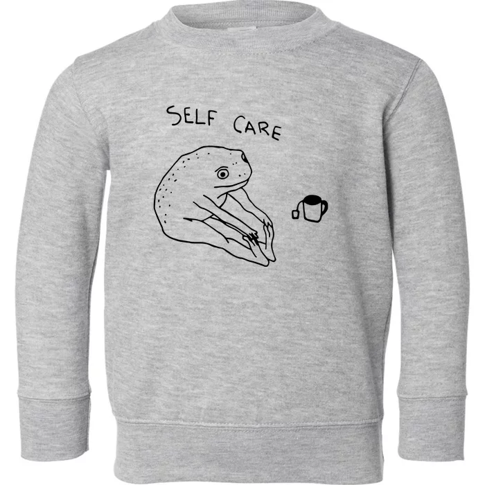 Funny Frog Self Care Toddler Sweatshirt