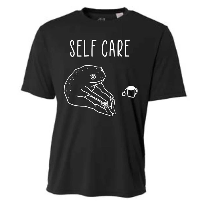 Funny Frog Self Care Yoga Cooling Performance Crew T-Shirt