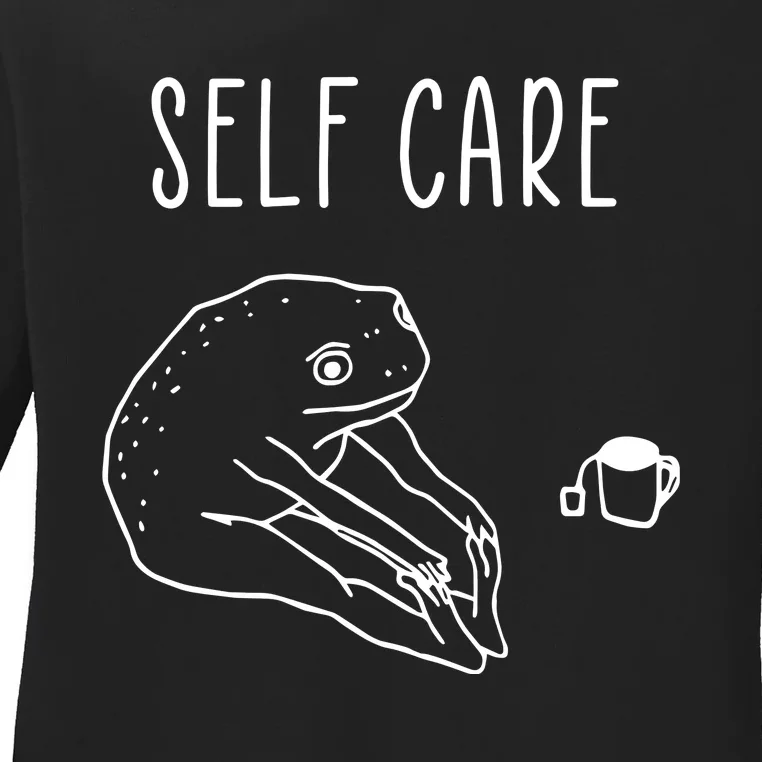 Funny Frog Self Care Yoga Ladies Long Sleeve Shirt