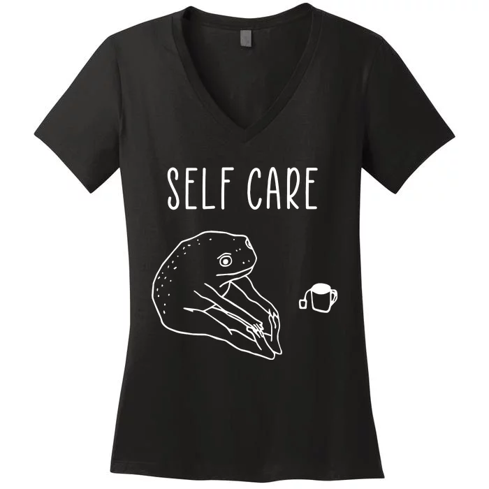 Funny Frog Self Care Yoga Women's V-Neck T-Shirt