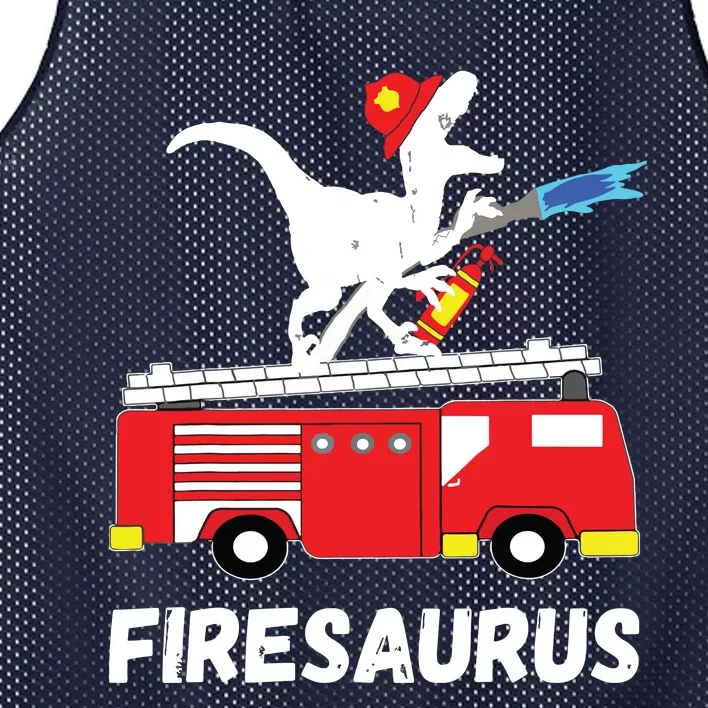 Fire Fighter Saurus Firetruck Fireman Dinosaur T Rex Mesh Reversible Basketball Jersey Tank