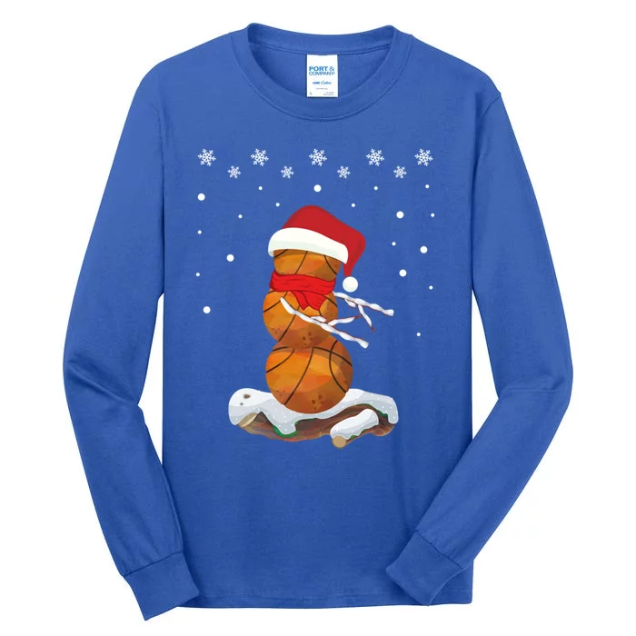 Funny Flossing Santa Snow Basketball Christmas Gift Tall Long Sleeve T-Shirt