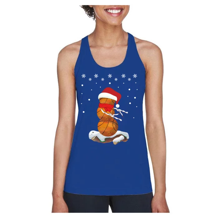 Funny Flossing Santa Snow Basketball Christmas Gift Women's Racerback Tank