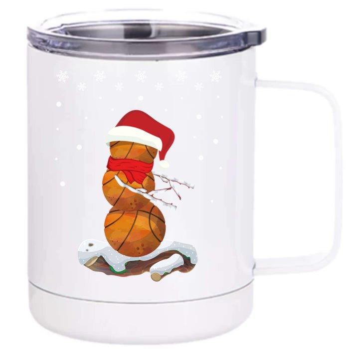 Funny Flossing Santa Snow Basketball Christmas Gift Front & Back 12oz Stainless Steel Tumbler Cup