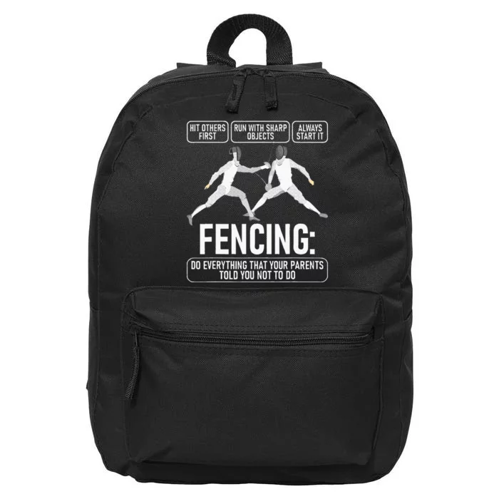 Fencing Fencer Swordsman Swordmanship Sabre Epee 16 in Basic Backpack