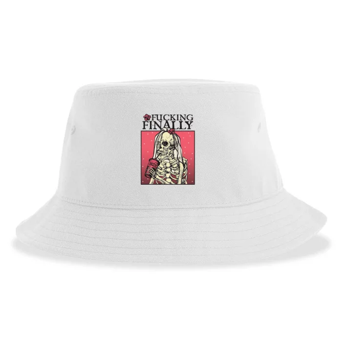 Fucking Finally Sugar Skull Bride Engagement Bride Squad Sustainable Bucket Hat