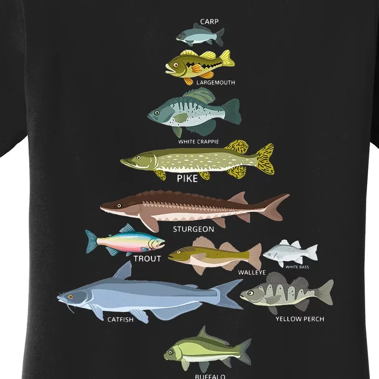 Freshwater Fish Species Christmas Tree Fishing Xmas Women's T-Shirt