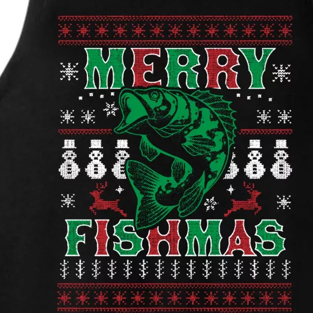 Funny Fish Sweater Fishing Santa Pajama Fisher Merry Fishmas Cool Gift Ladies Tri-Blend Wicking Tank