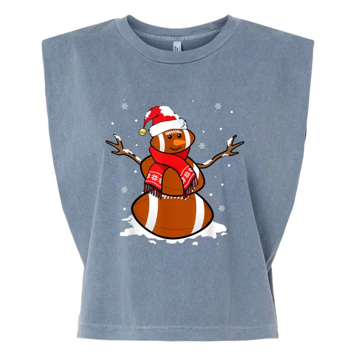 Funny Football Snowman Christmas Pajamas Matching Gifts Idea Garment-Dyed Women's Muscle Tee