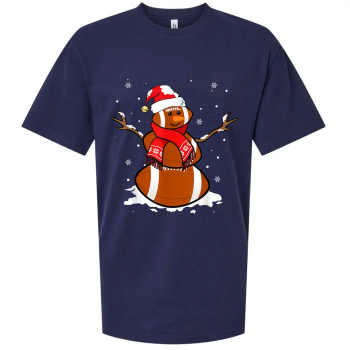 Funny Football Snowman Christmas Pajamas Matching Gifts Idea Sueded Cloud Jersey T-Shirt