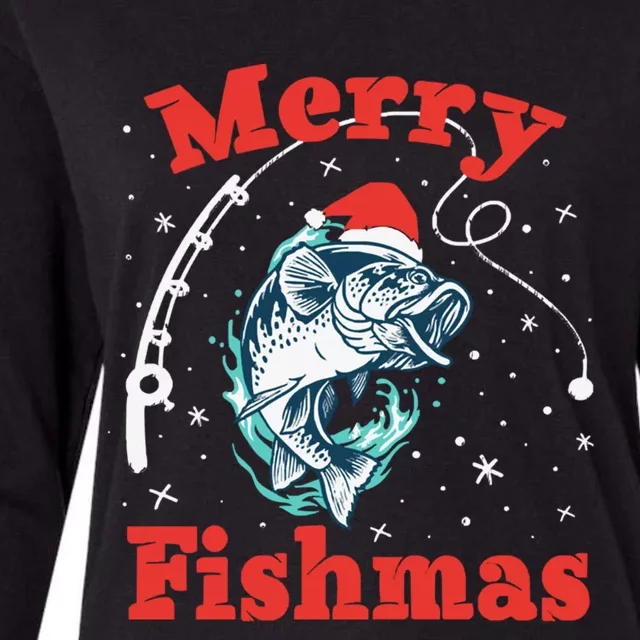 Funny Fishing Santa Fish Sweater Pajama Fisher Merry Fishmas Gift Womens Cotton Relaxed Long Sleeve T-Shirt