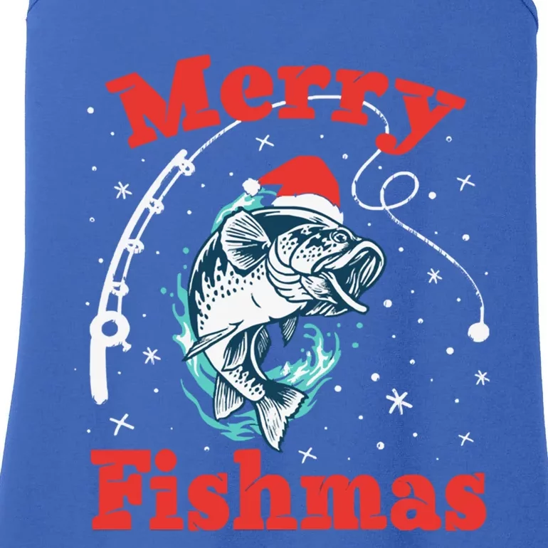 Funny Fishing Santa Fish Sweater Pajama Fisher Merry Fishmas Gift Ladies Essential Tank