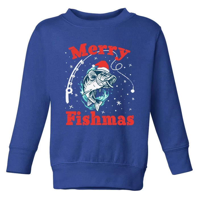 Funny Fishing Santa Fish Sweater Pajama Fisher Merry Fishmas Gift Toddler Sweatshirt