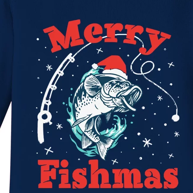 Funny Fishing Santa Fish Sweater Pajama Fisher Merry Fishmas Gift Baby Long Sleeve Bodysuit