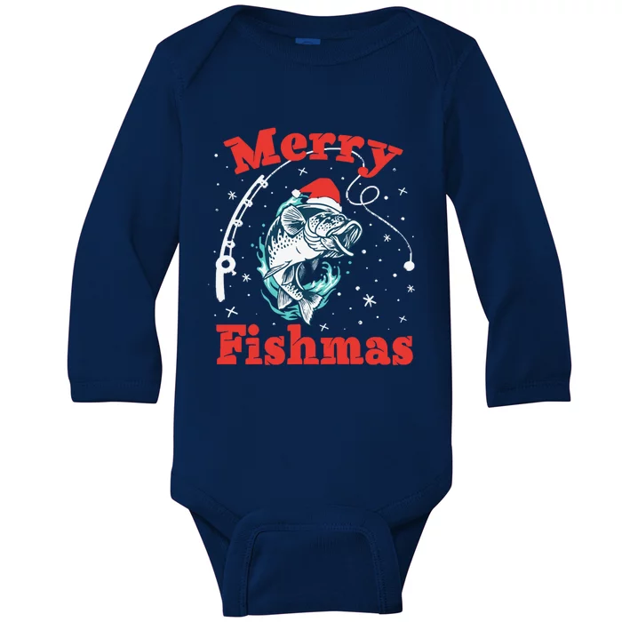 Funny Fishing Santa Fish Sweater Pajama Fisher Merry Fishmas Gift Baby Long Sleeve Bodysuit